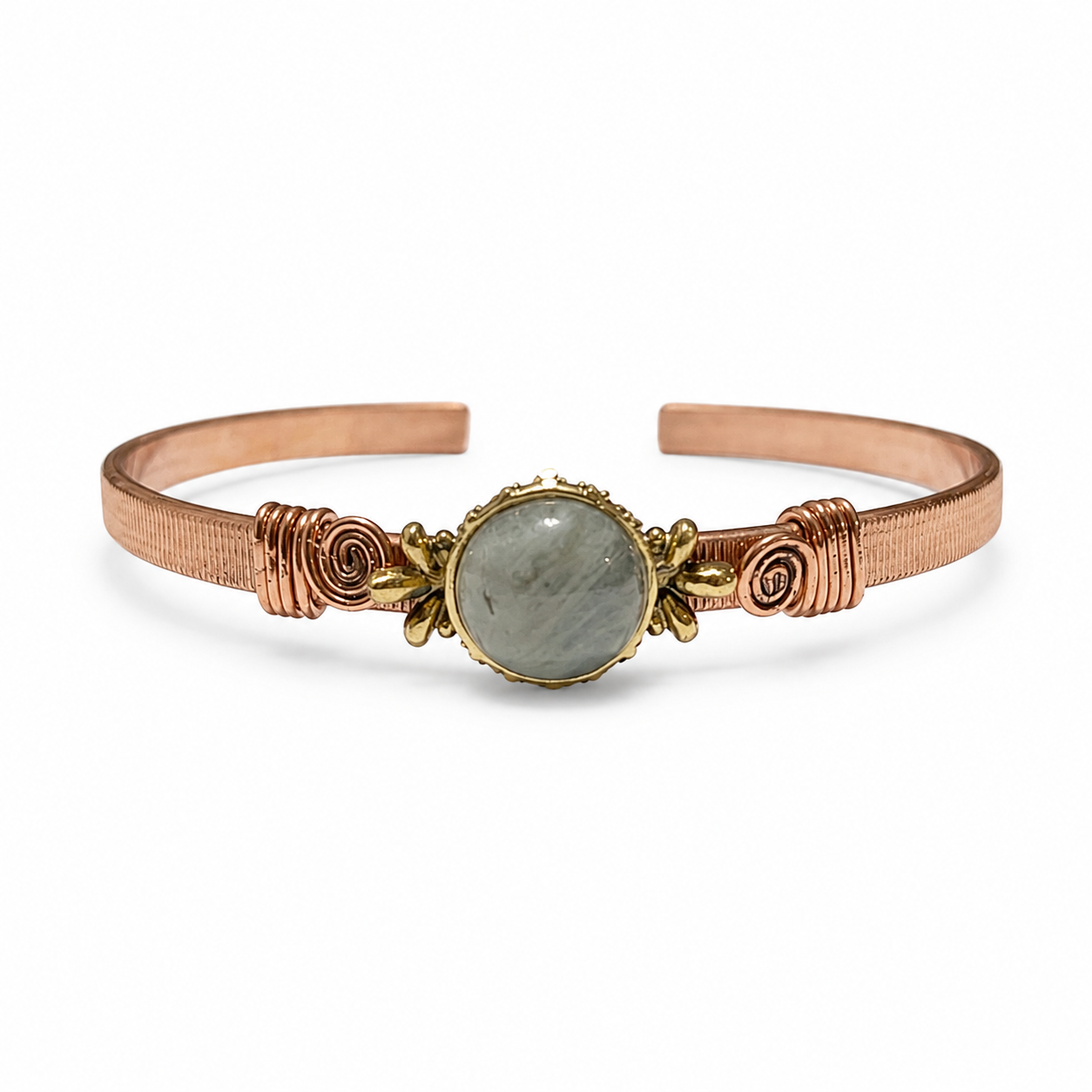 Handcrafted Natural Copper Stone Cuff Bracelet