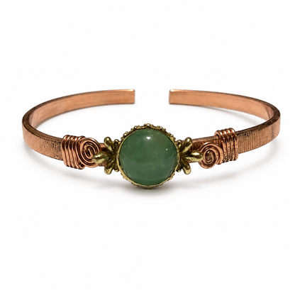 Handcrafted Natural Copper Stone Cuff Bracelet