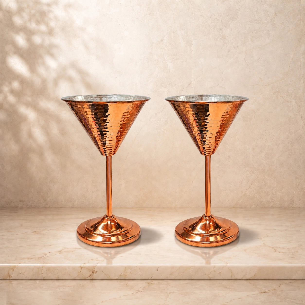 Copper Martini Glass Set of 2 – Handcrafted Home Bar Gift