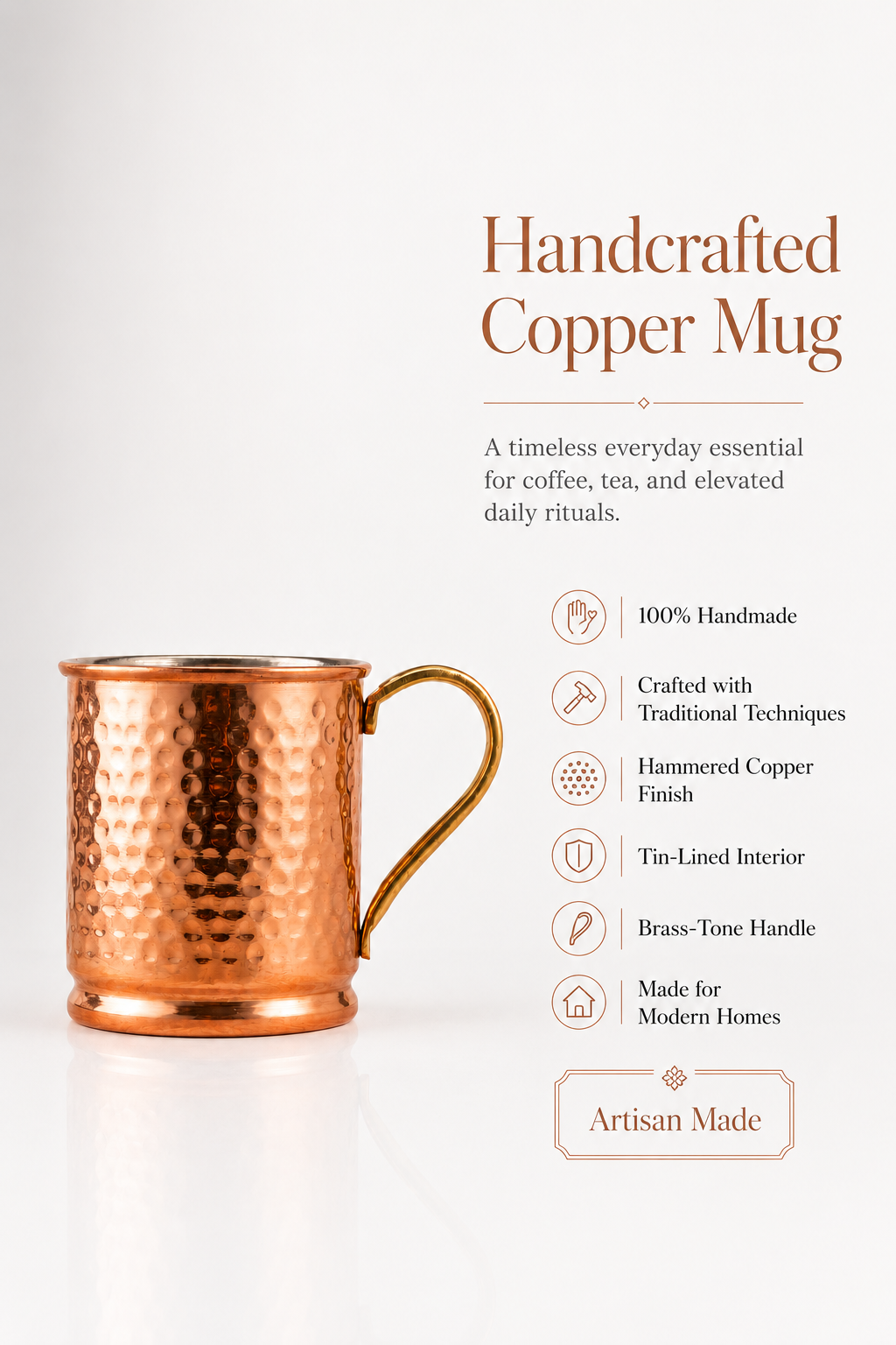 Handcrafted Tin-Lined Copper Mug