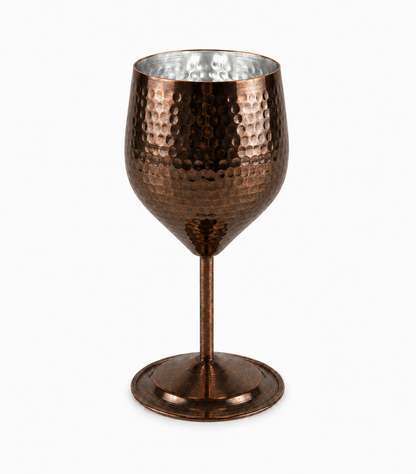 Handcrafted Hammered Copper Wine Goblet Set of 2