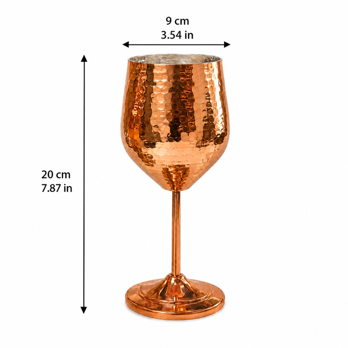 Copper Wine Glass Set of 2 – Hammered, Tin-Lined, Handcrafted