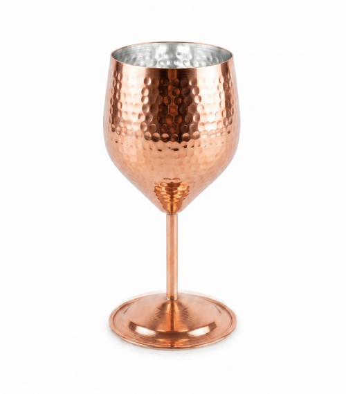 Handcrafted Hammered Copper Wine Goblet Set of 2